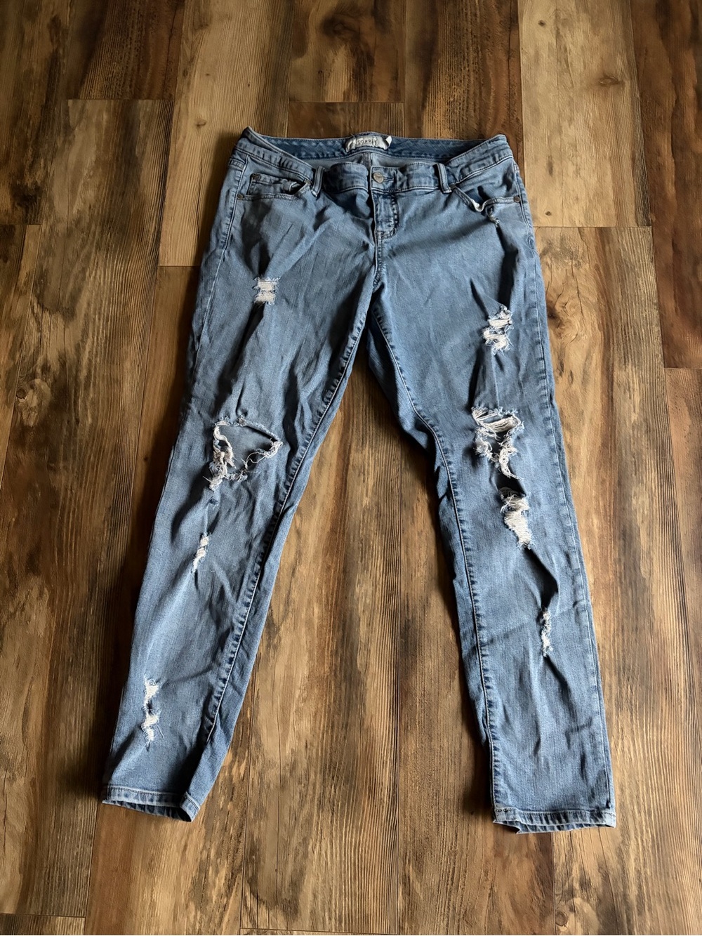 torrid Distressed Medium Blue Skinny Jeans
